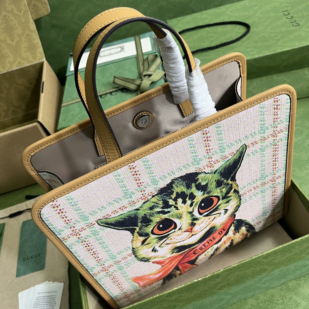 G*u*i children’s top-handle bag with cat print