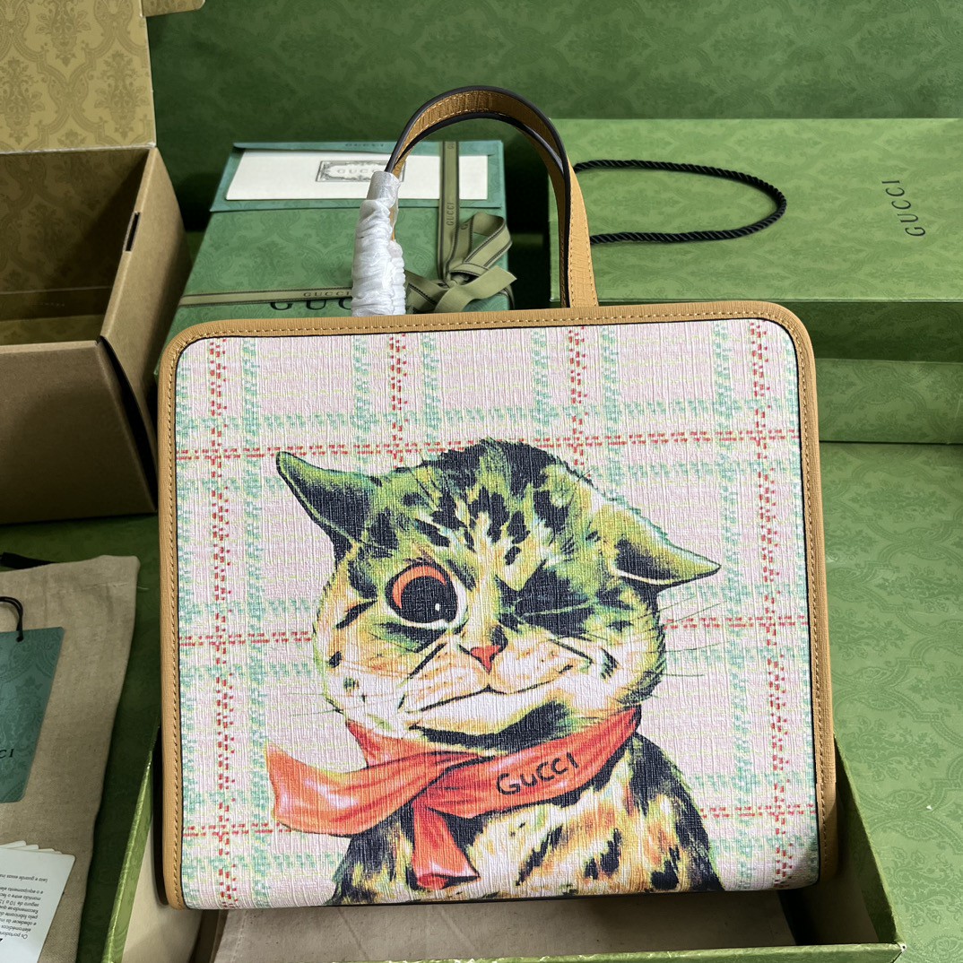 G*u*i children’s top-handle bag with cat print