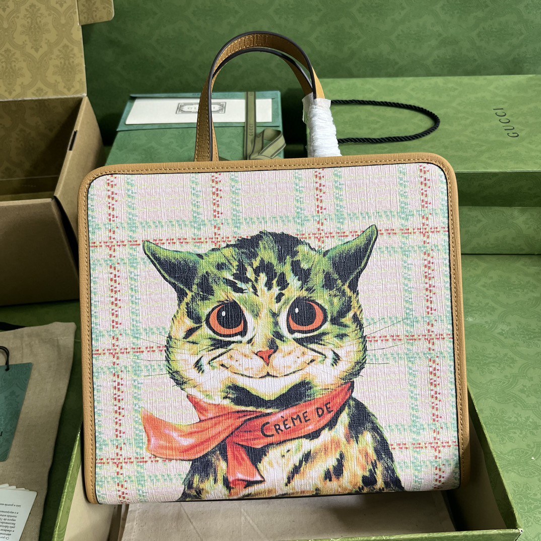 G*u*i children’s top-handle bag with cat print