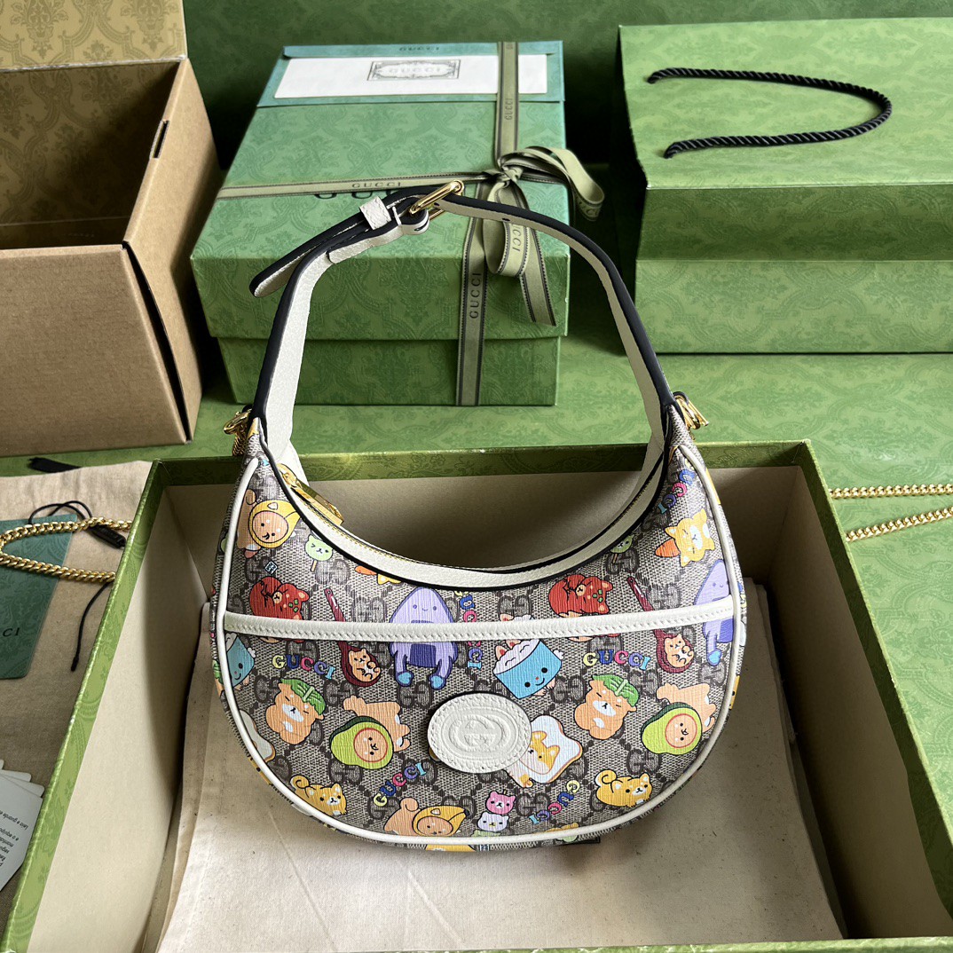 G*u*i half-moon-shaped mini bag with interlocking g