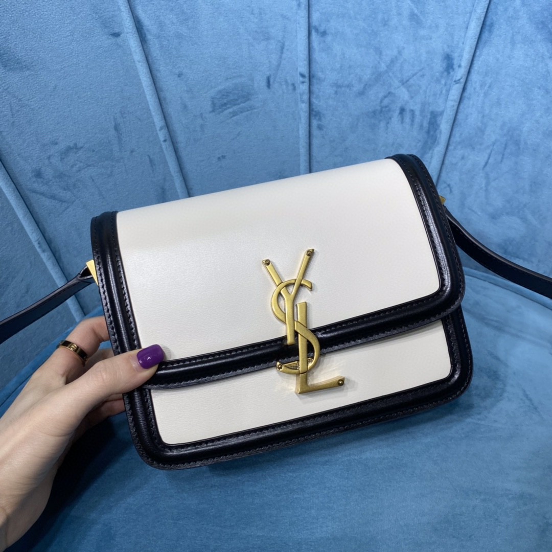 YSL SOLFERINO SMALL SATCHEL IN CANVAS AND BOX SAINT LAURENT LEATHER