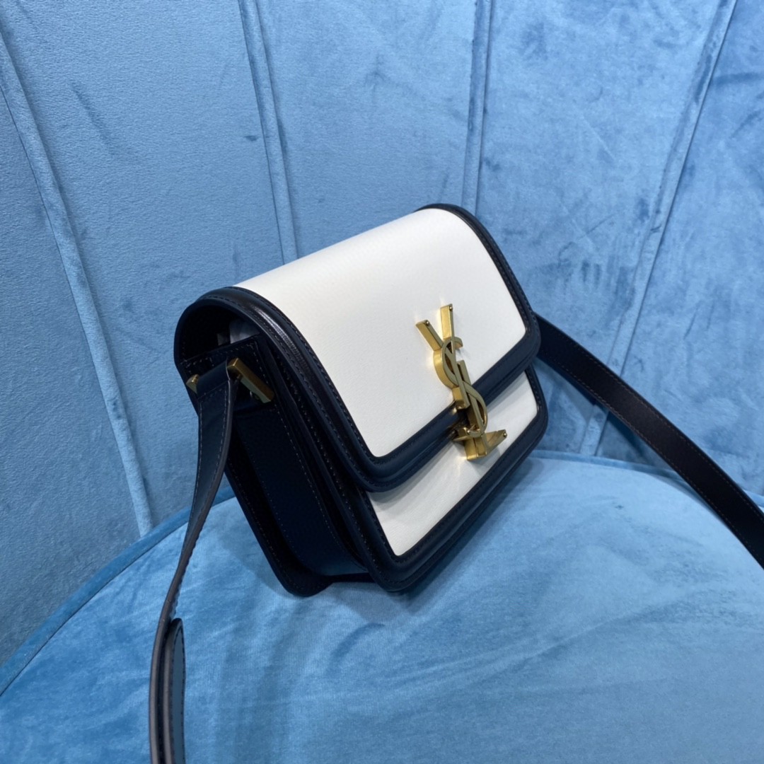 YSL SOLFERINO SMALL SATCHEL IN CANVAS AND BOX SAINT LAURENT LEATHER