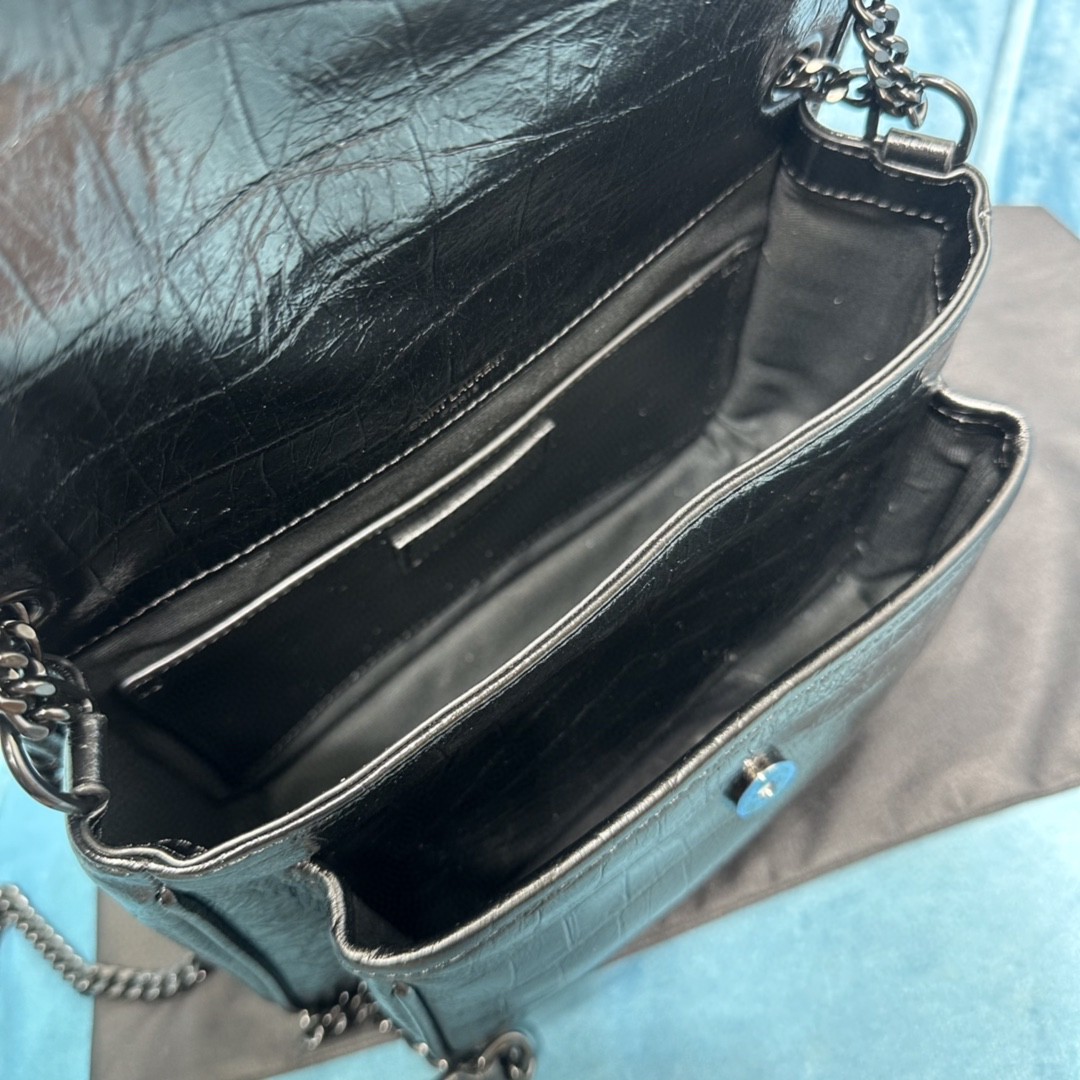 YSL NIKI BABY CHAIN BAG IN CROCODILE-EMBOSSED LEATHER