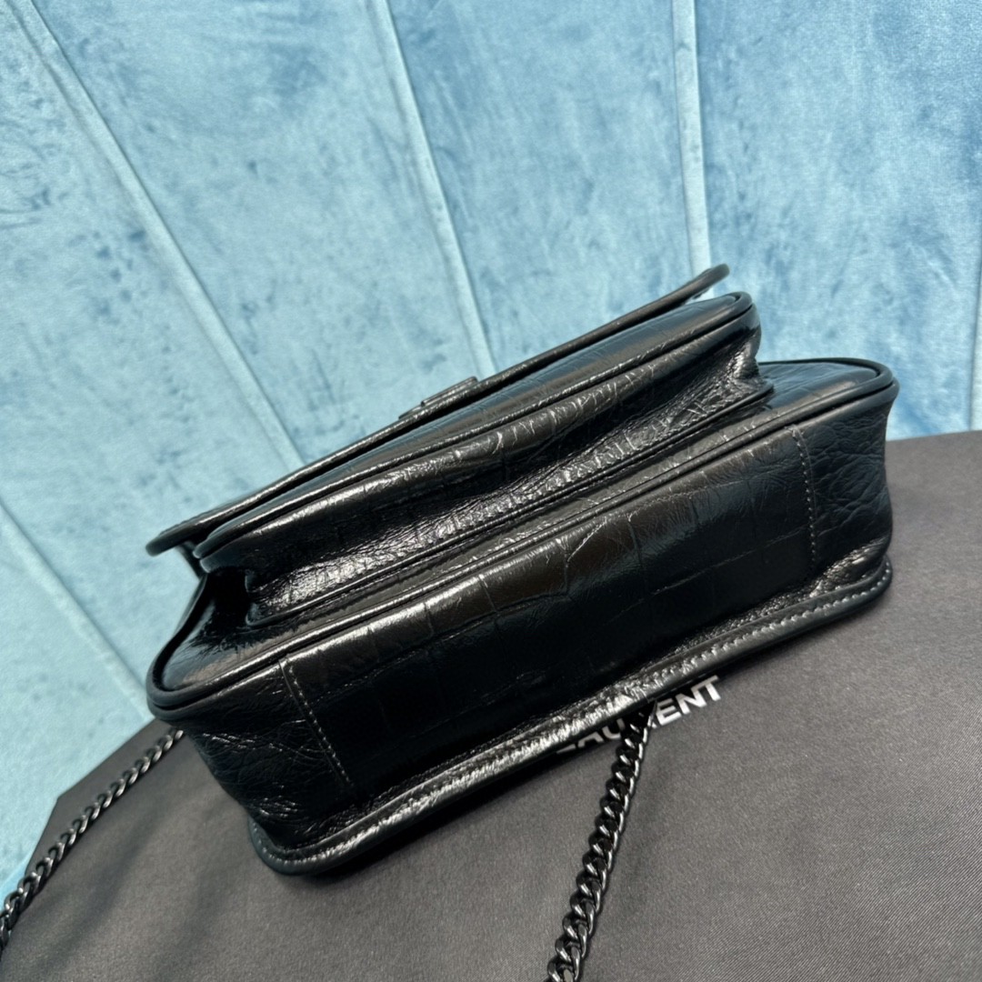 YSL NIKI BABY CHAIN BAG IN CROCODILE-EMBOSSED LEATHER