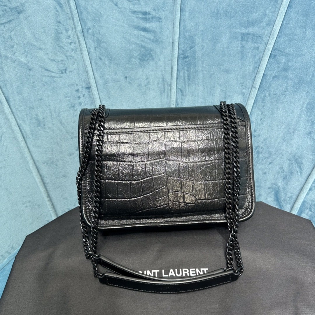 YSL NIKI BABY CHAIN BAG IN CROCODILE-EMBOSSED LEATHER