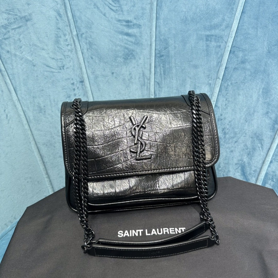 YSL NIKI BABY CHAIN BAG IN CROCODILE-EMBOSSED LEATHER