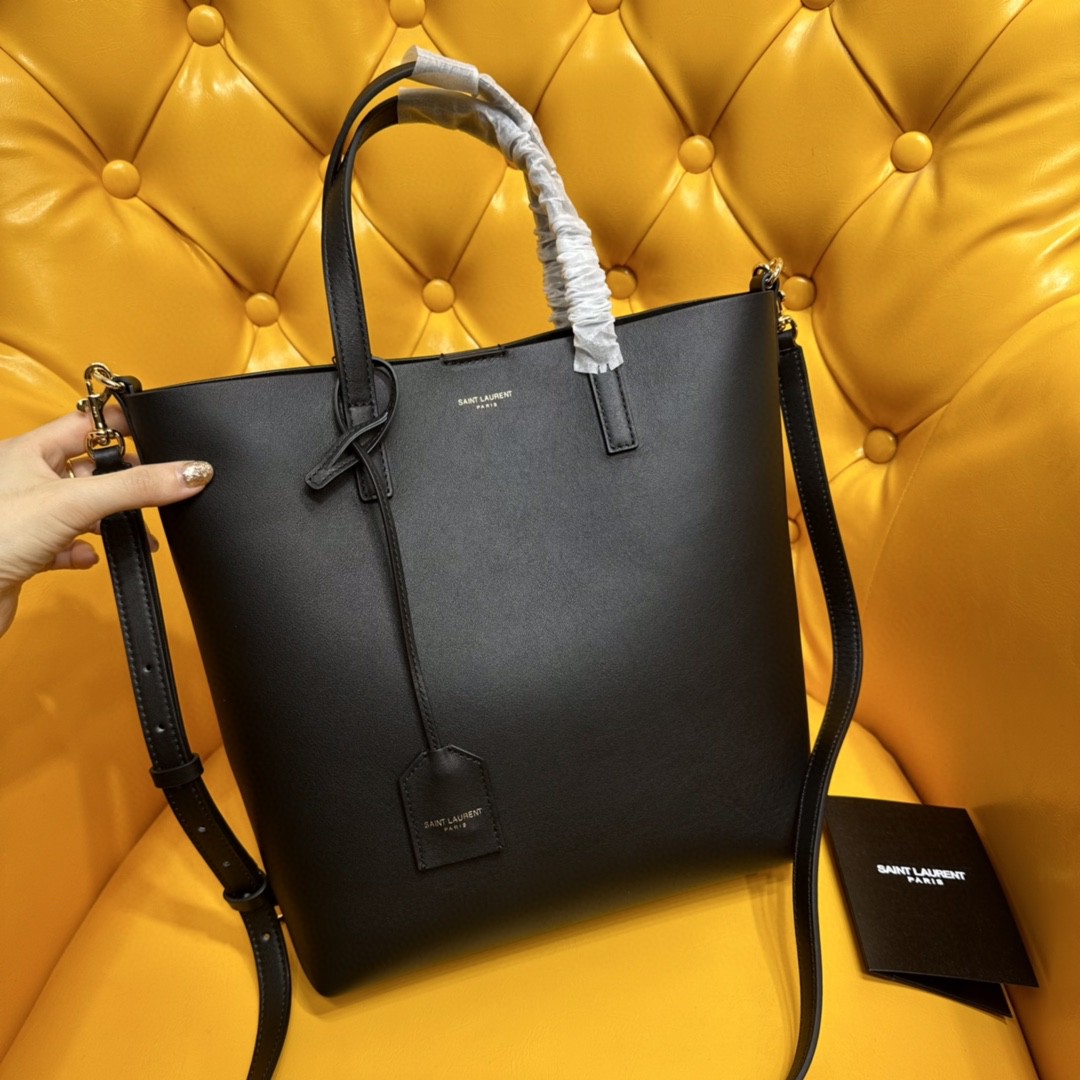 YSL Leather Shopping Tote Bag