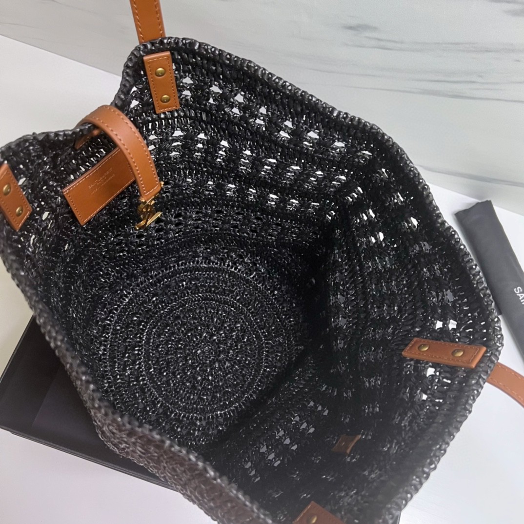 YSL PANIER MEDIUM BAG IN CROCHET RAFFIA
