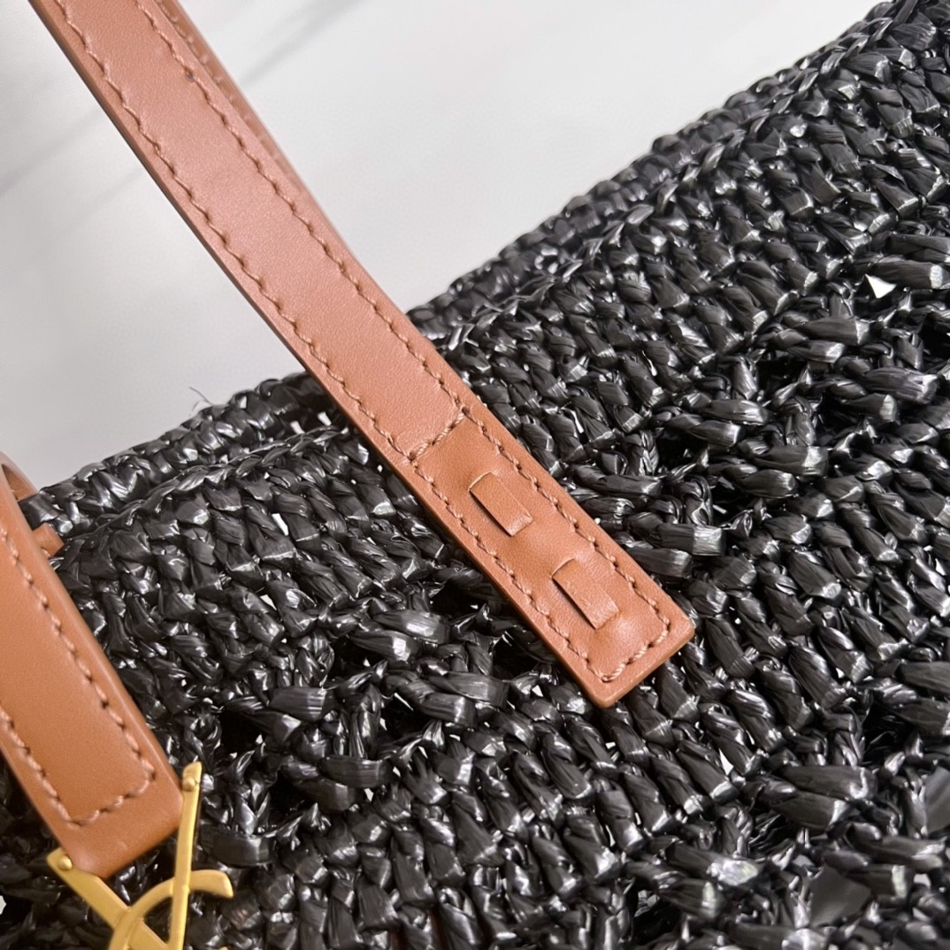 YSL PANIER MEDIUM BAG IN CROCHET RAFFIA