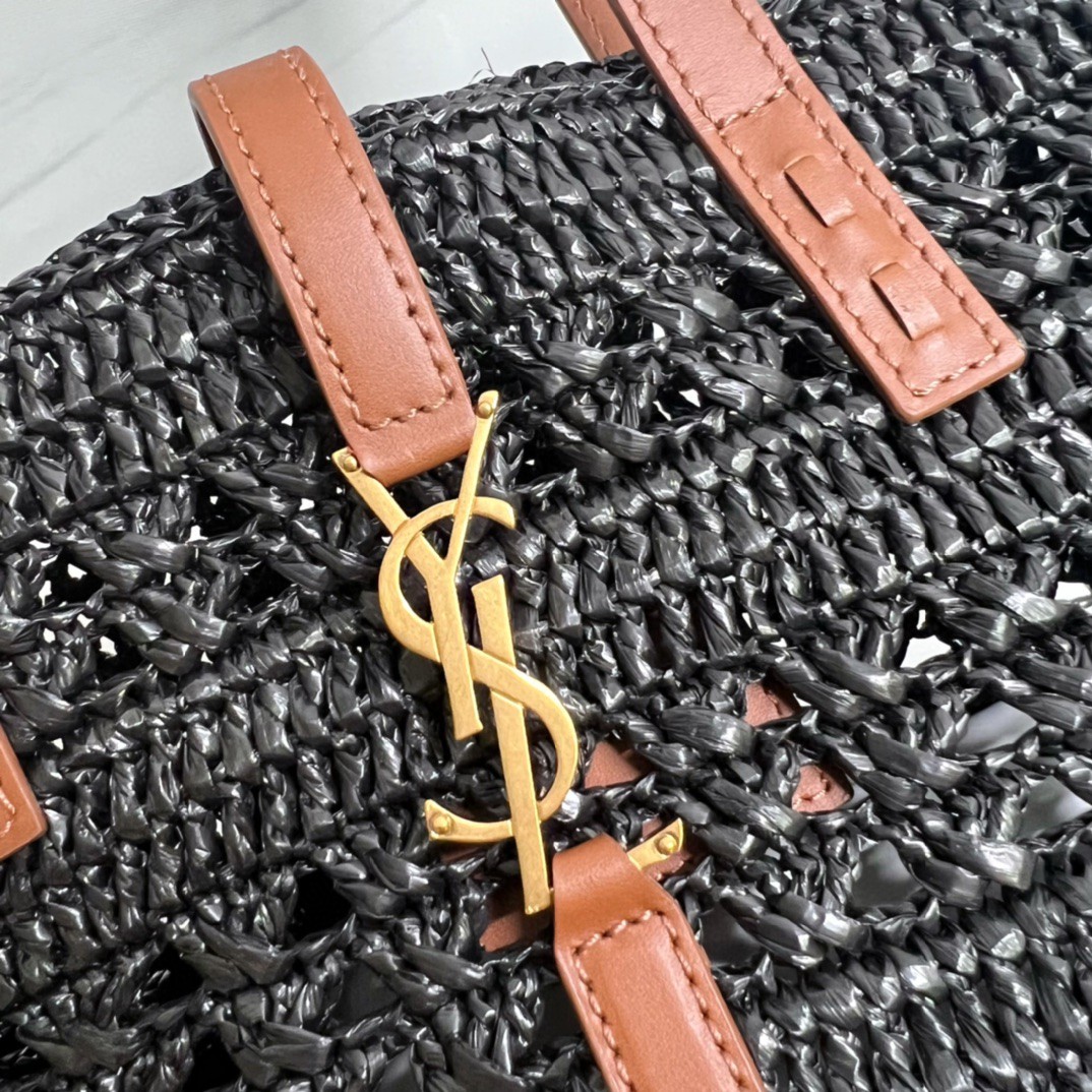 YSL PANIER MEDIUM BAG IN CROCHET RAFFIA