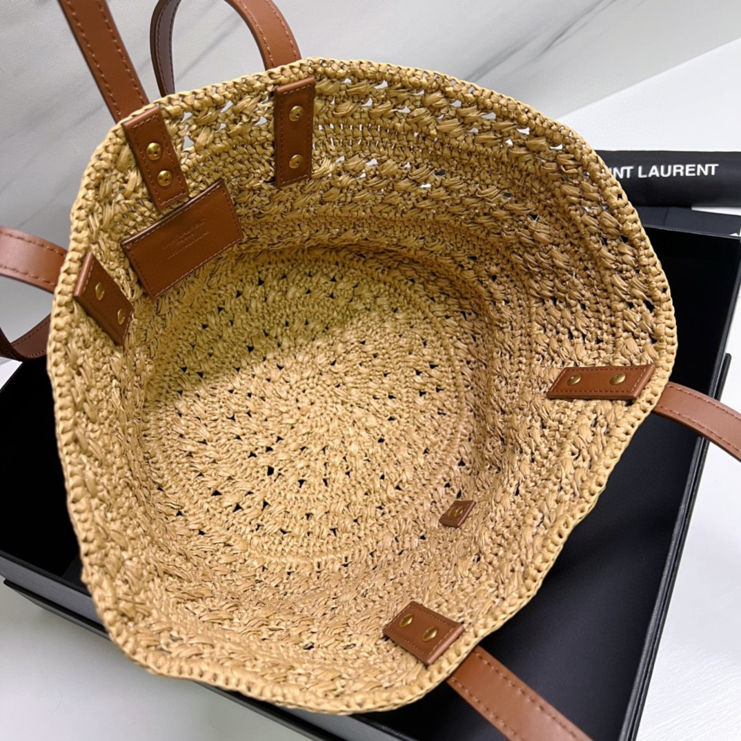 YSL PANIER SMALL BAG IN CROCHET RAFFIA