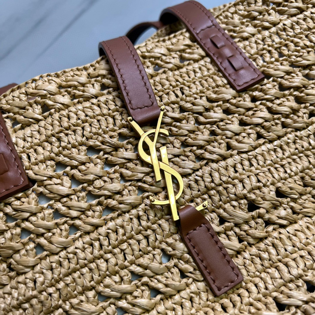 YSL PANIER SMALL BAG IN CROCHET RAFFIA