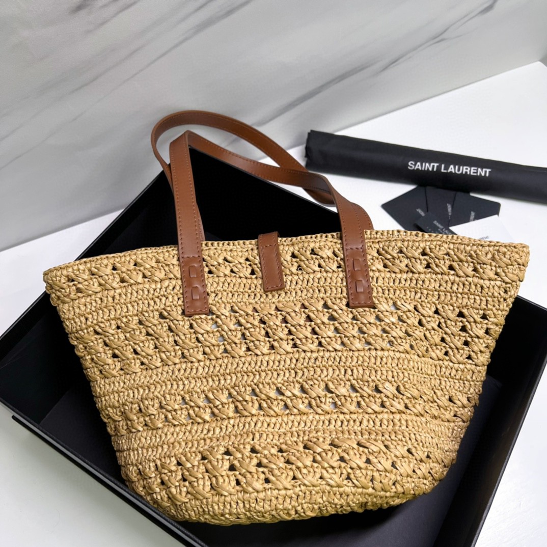 YSL PANIER SMALL BAG IN CROCHET RAFFIA