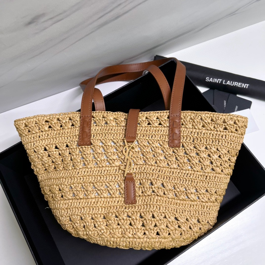 YSL PANIER SMALL BAG IN CROCHET RAFFIA