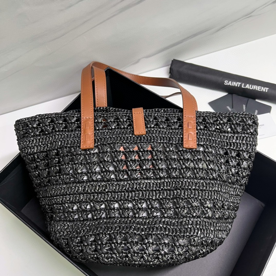 YSL PANIER SMALL BAG IN CROCHET RAFFIA