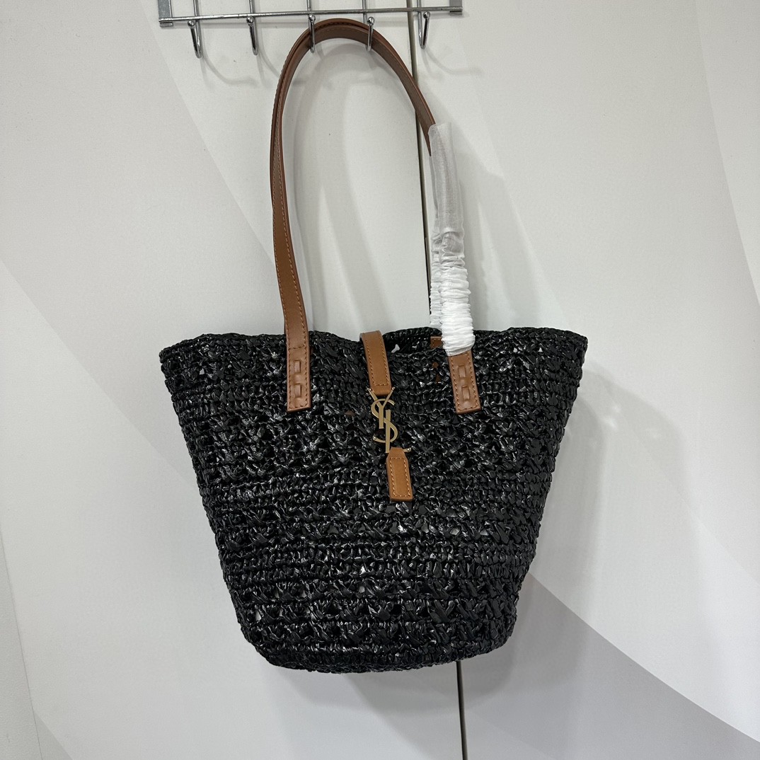 YSL PANIER SMALL BAG IN CROCHET RAFFIA