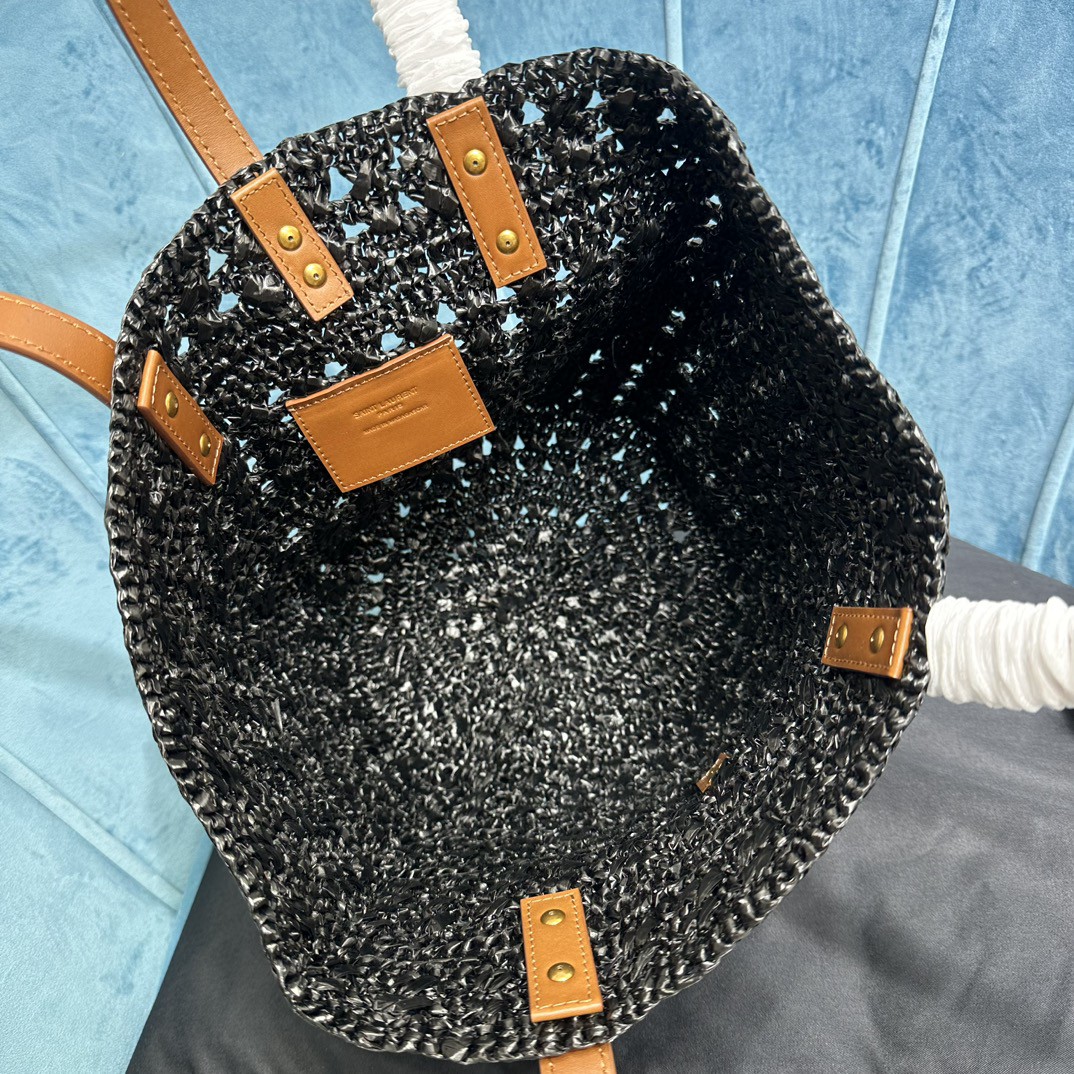 YSL PANIER SMALL BAG IN CROCHET RAFFIA
