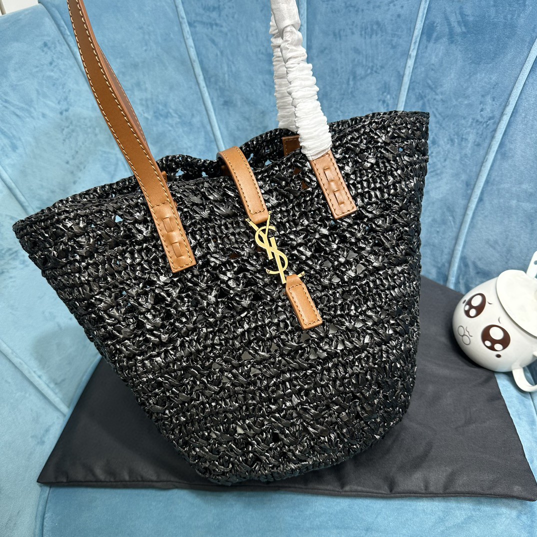 YSL PANIER SMALL BAG IN CROCHET RAFFIA