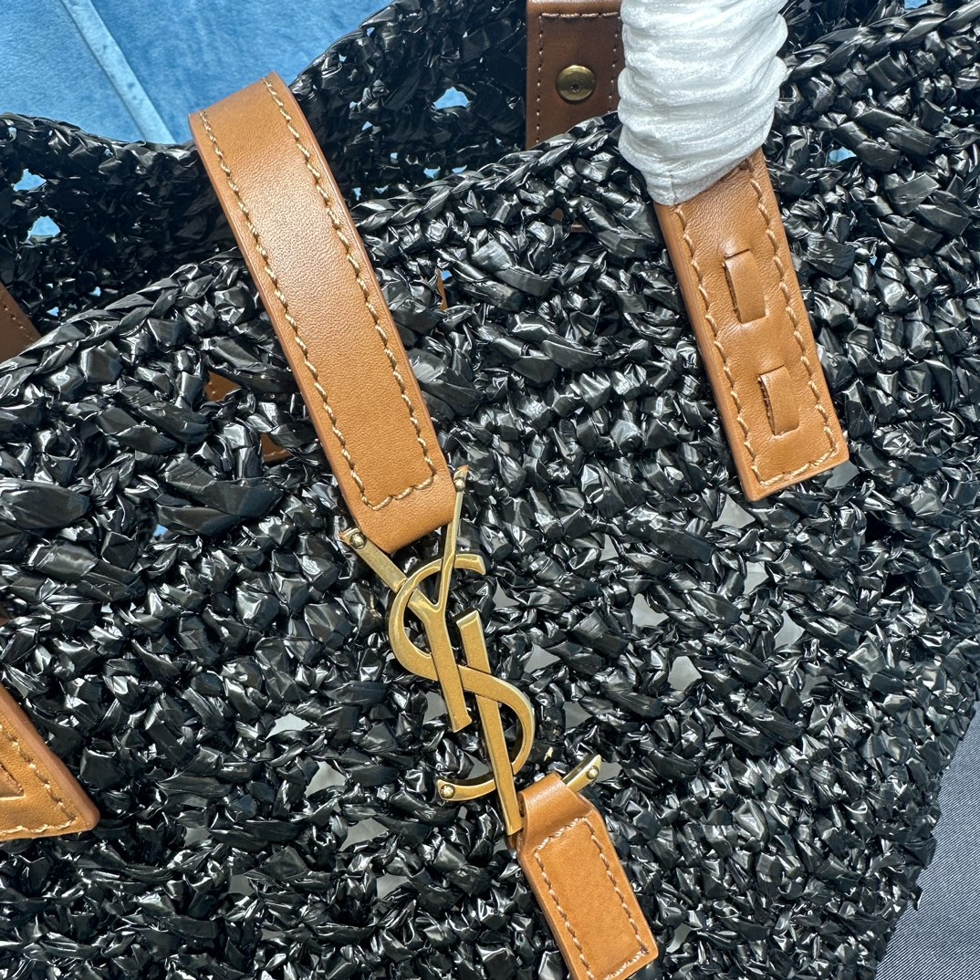 YSL PANIER SMALL BAG IN CROCHET RAFFIA