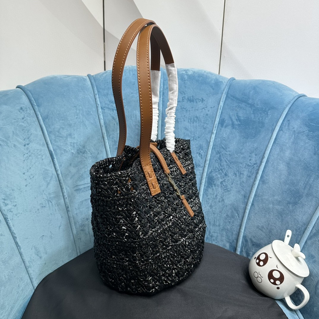 YSL PANIER SMALL BAG IN CROCHET RAFFIA