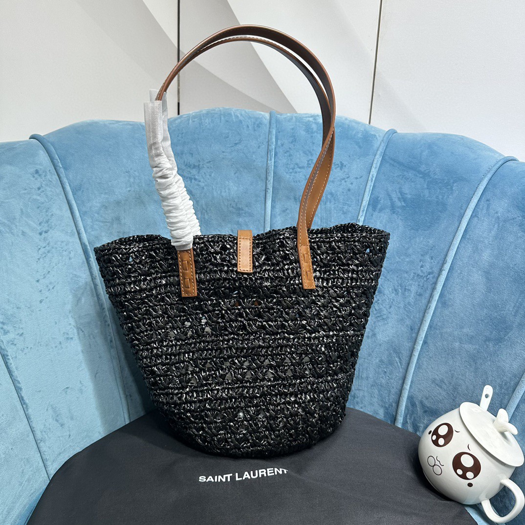 YSL PANIER SMALL BAG IN CROCHET RAFFIA