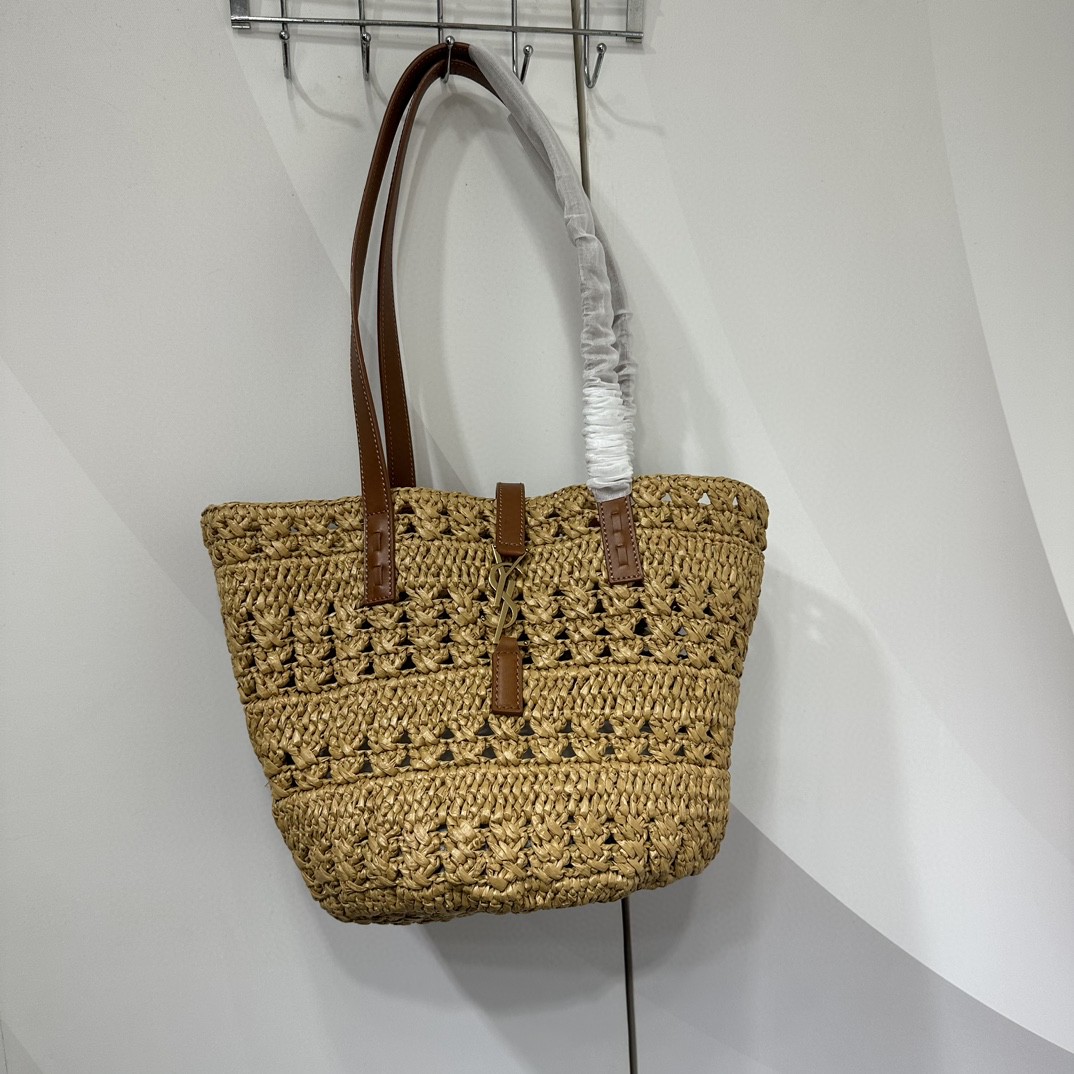 YSL PANIER SMALL BAG IN CROCHET RAFFIA