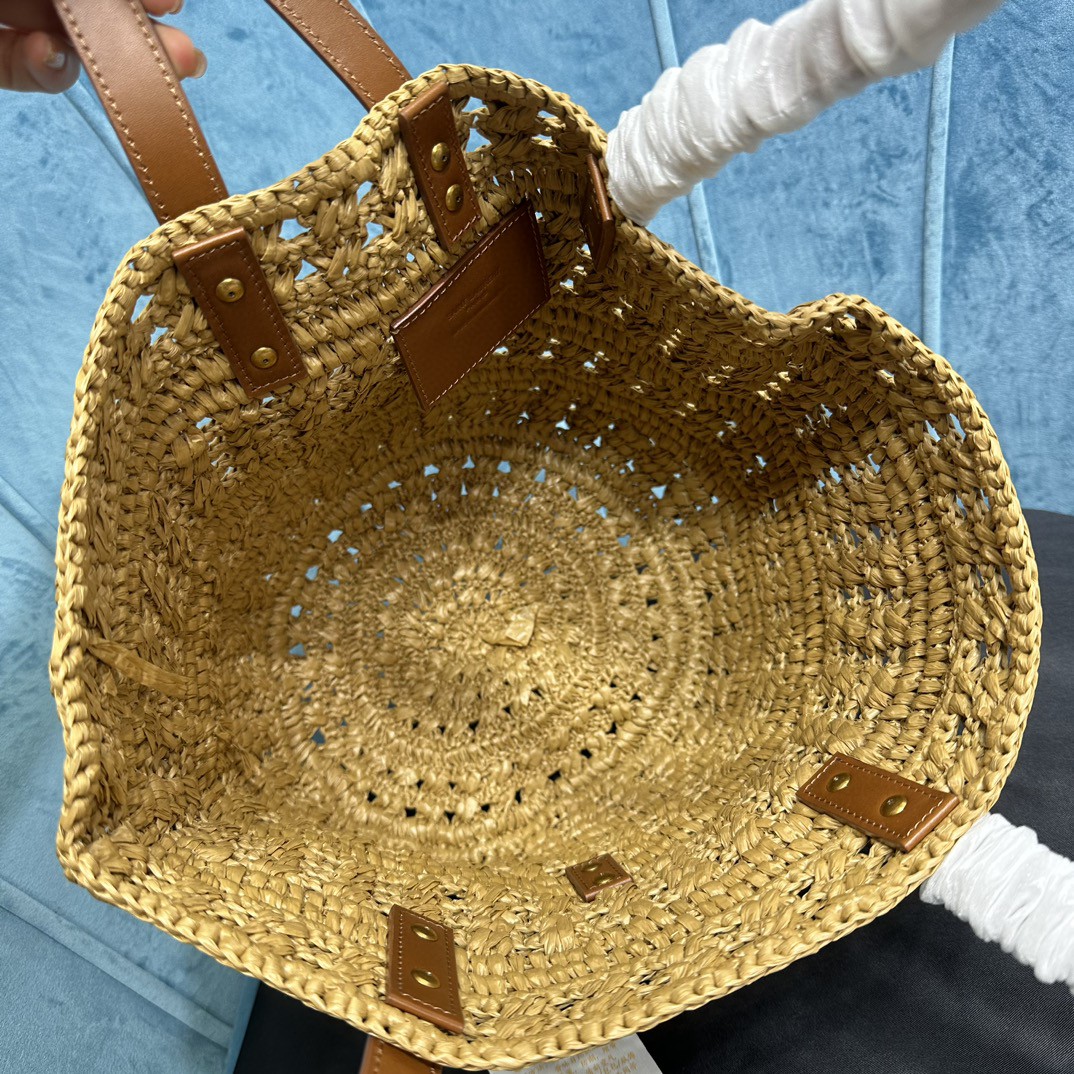 YSL PANIER SMALL BAG IN CROCHET RAFFIA