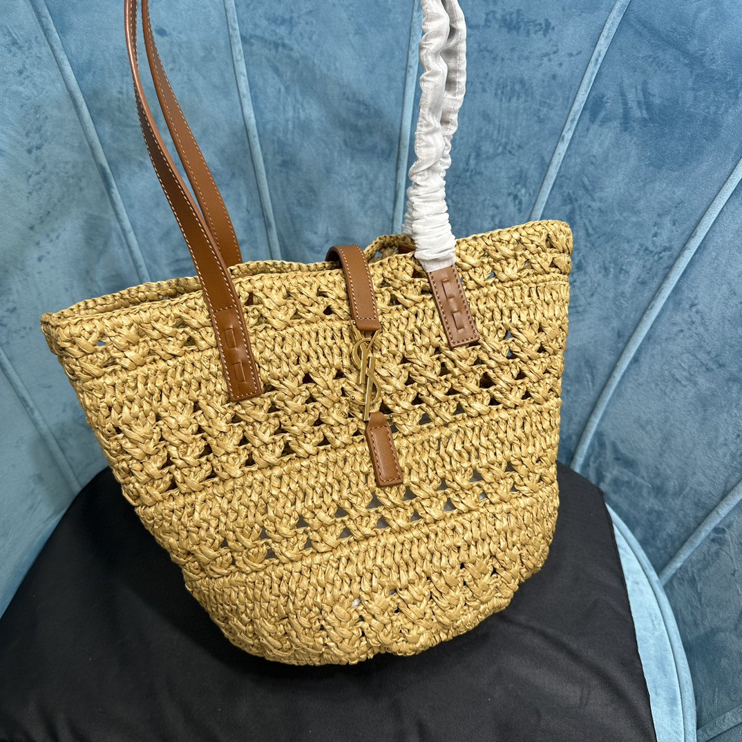 YSL PANIER SMALL BAG IN CROCHET RAFFIA