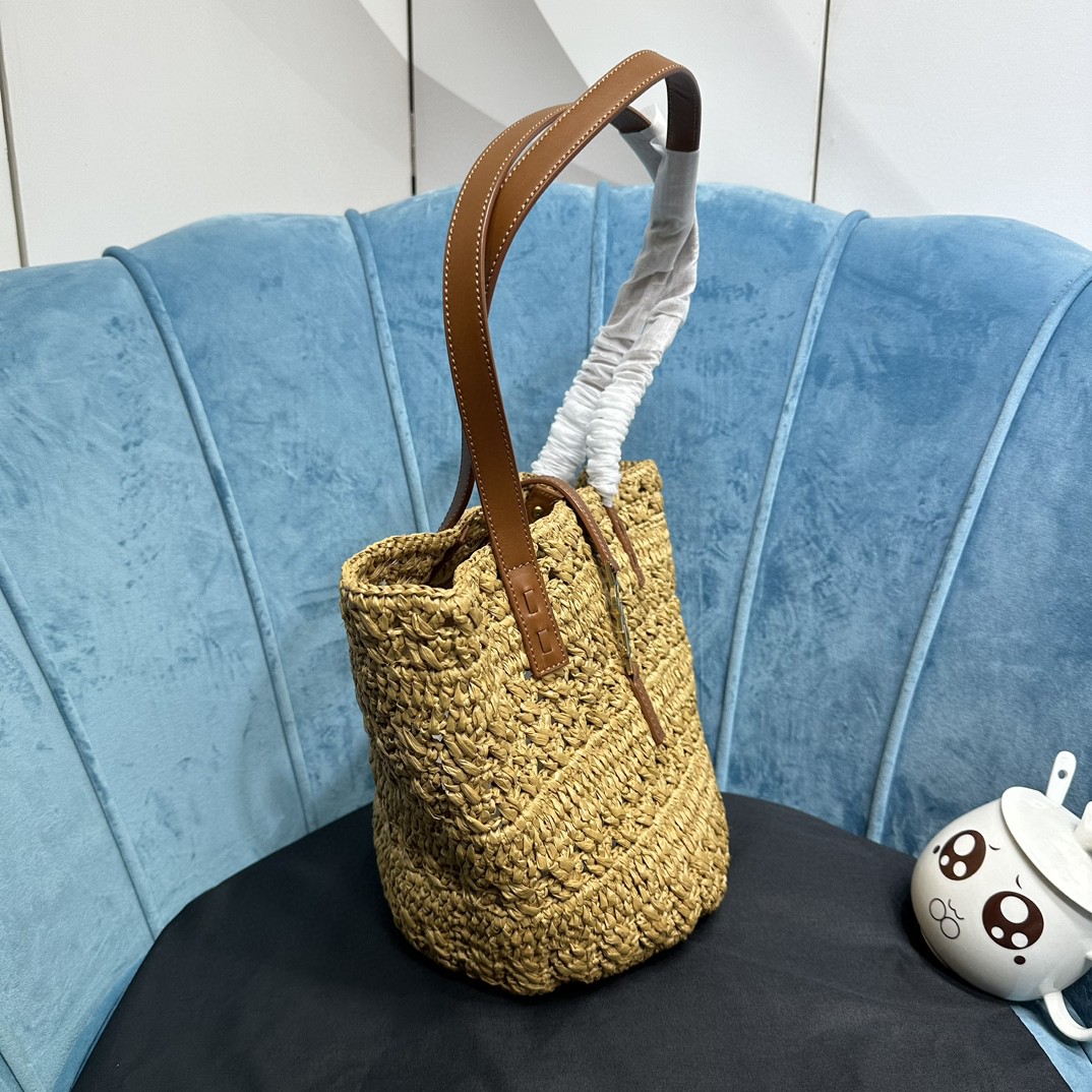 YSL PANIER SMALL BAG IN CROCHET RAFFIA