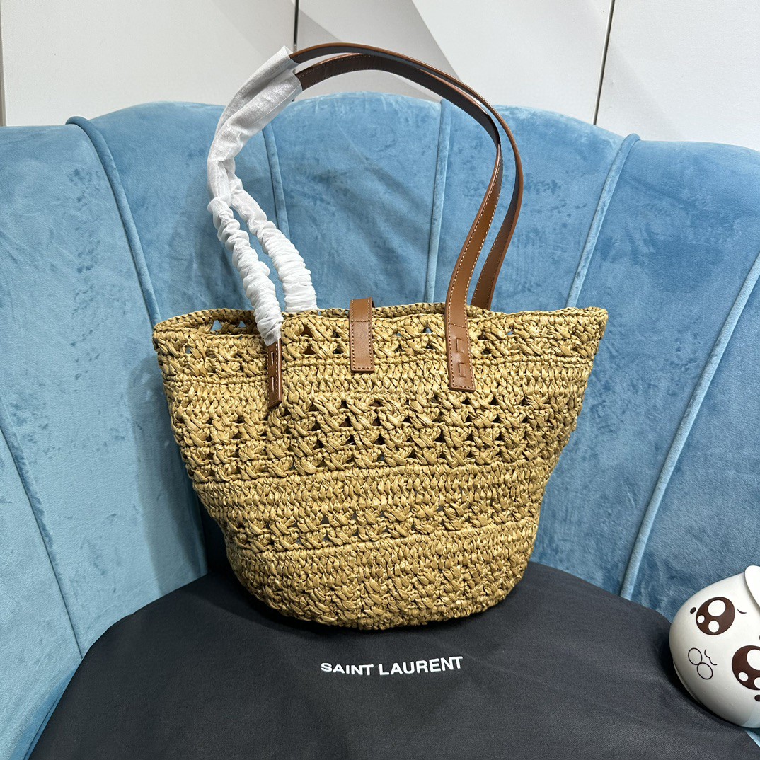 YSL PANIER SMALL BAG IN CROCHET RAFFIA