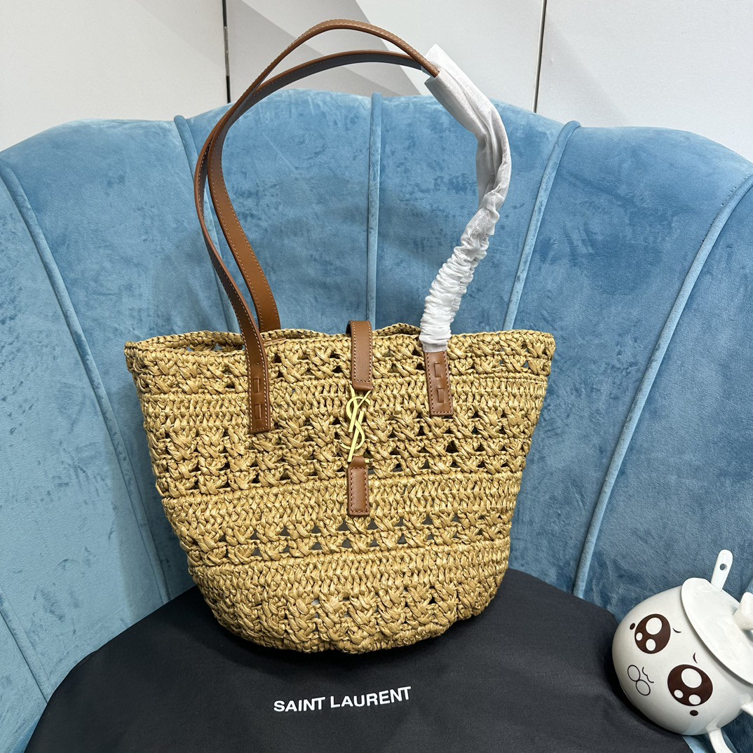 YSL PANIER SMALL BAG IN CROCHET RAFFIA
