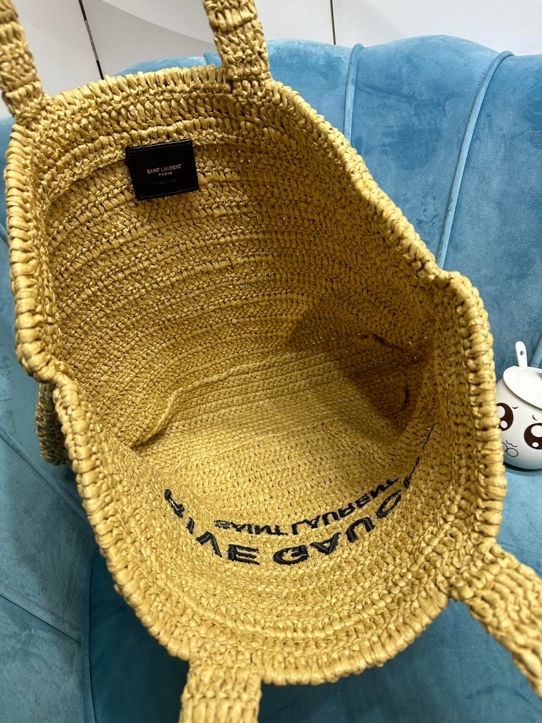 ysl rive gauche S*pple tote bag in raffia crochet
