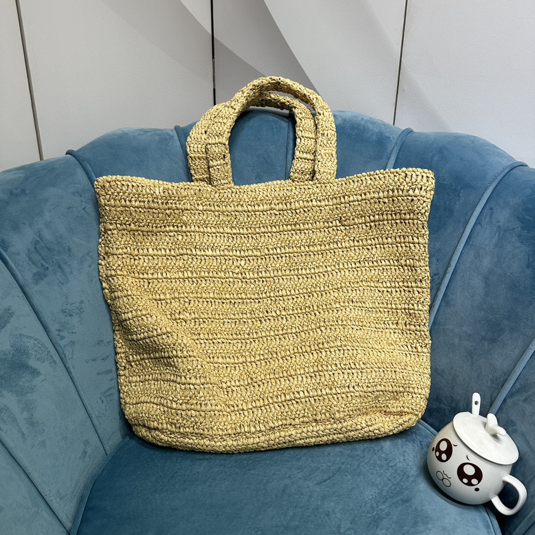 ysl rive gauche S*pple tote bag in raffia crochet