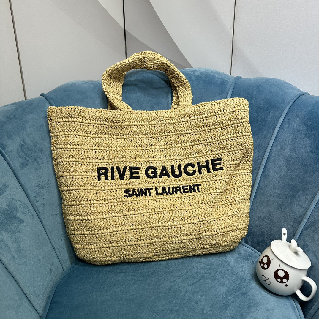 ysl rive gauche S*pple tote bag in raffia crochet