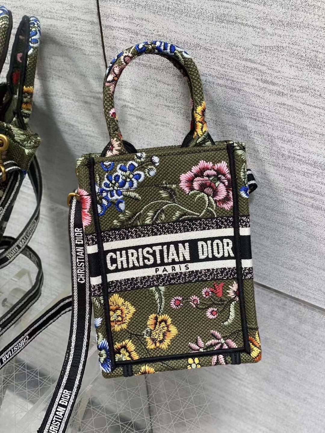 mini D*or book tote phone bag