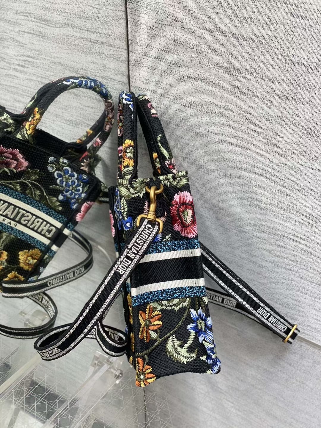 mini D*or book tote phone bag