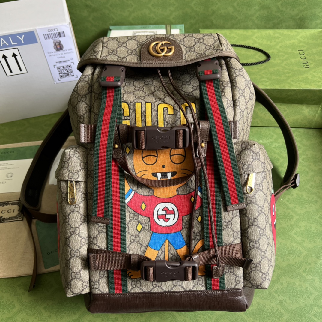 G*u*i gg skateboard backpack with web