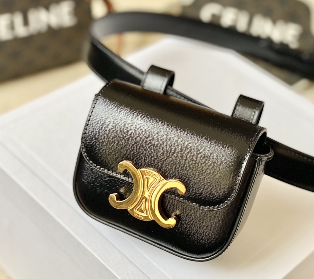 Ce**e belt bag triomphe belt in shiny calfskin