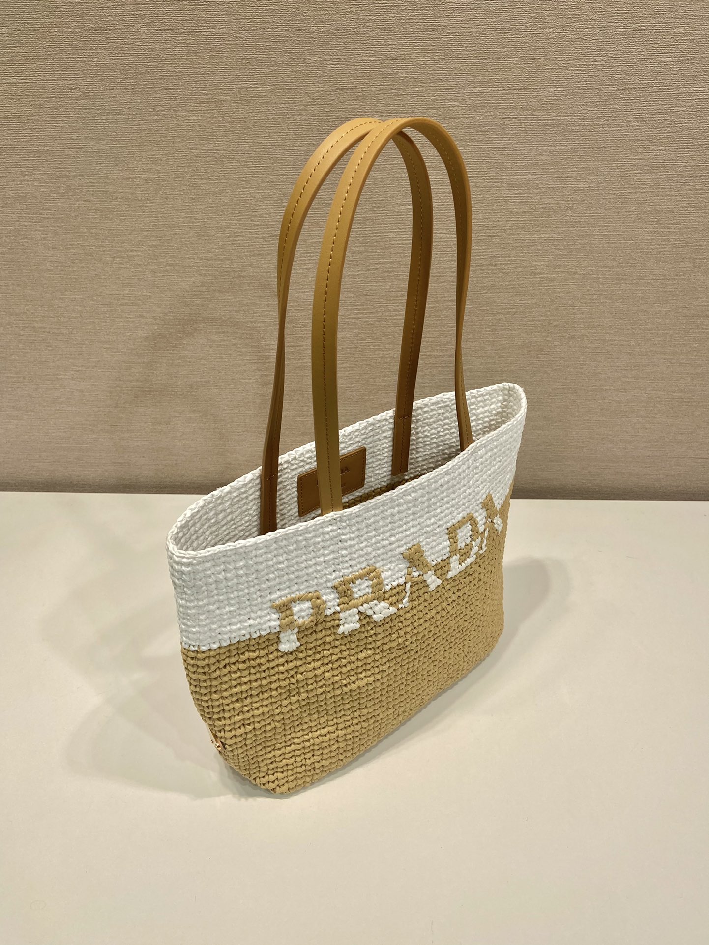Pra*a crochet and leather tote bag