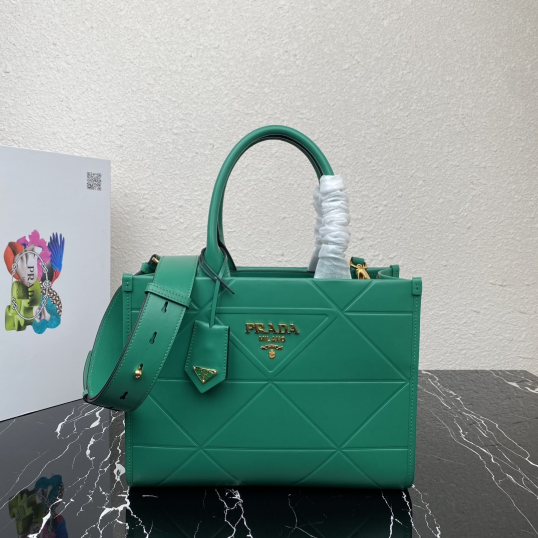 Pra*a small tote bagsmall leather Pra*a symbole bag with topstitching