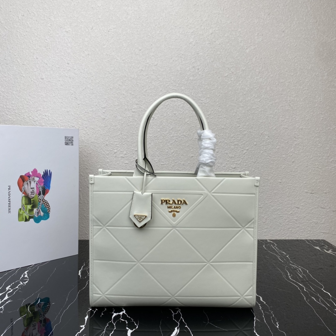 Pra*a medium leather Pra*a symbole bag with topstitching