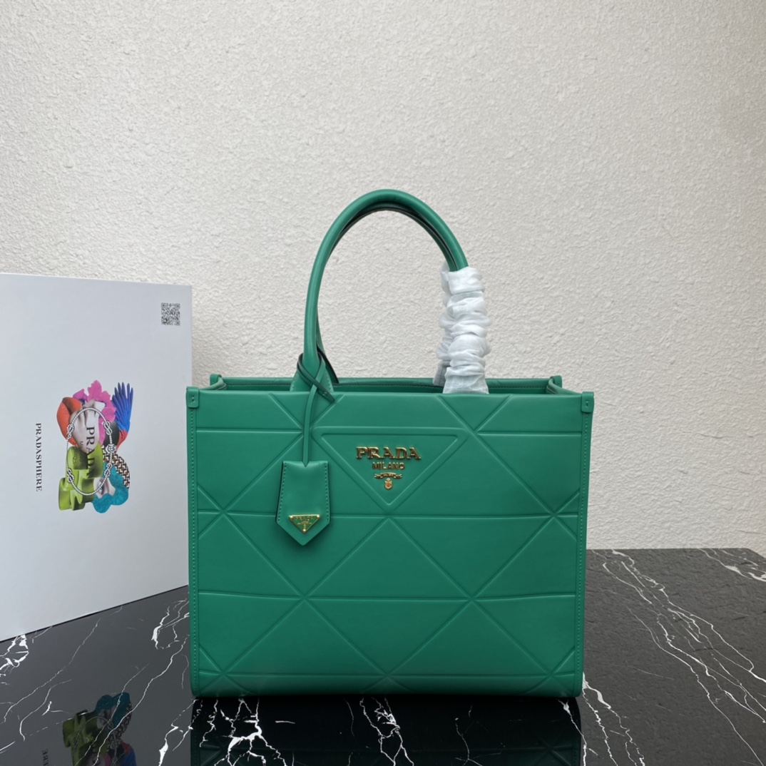 Pra*a medium leather Pra*a symbole bag with topstitching