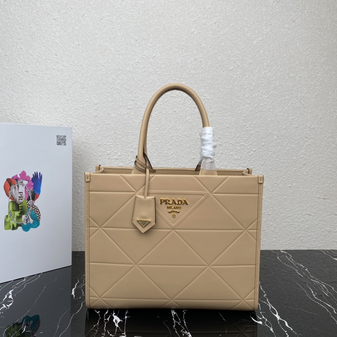 Pra*a medium leather Pra*a symbole bag with topstitching