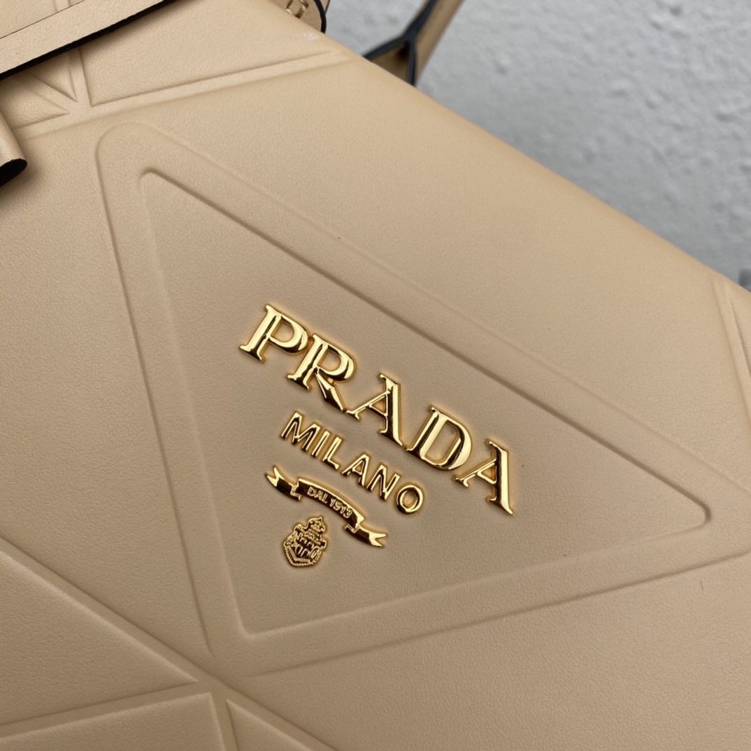 Pra*a medium leather Pra*a symbole bag with topstitching
