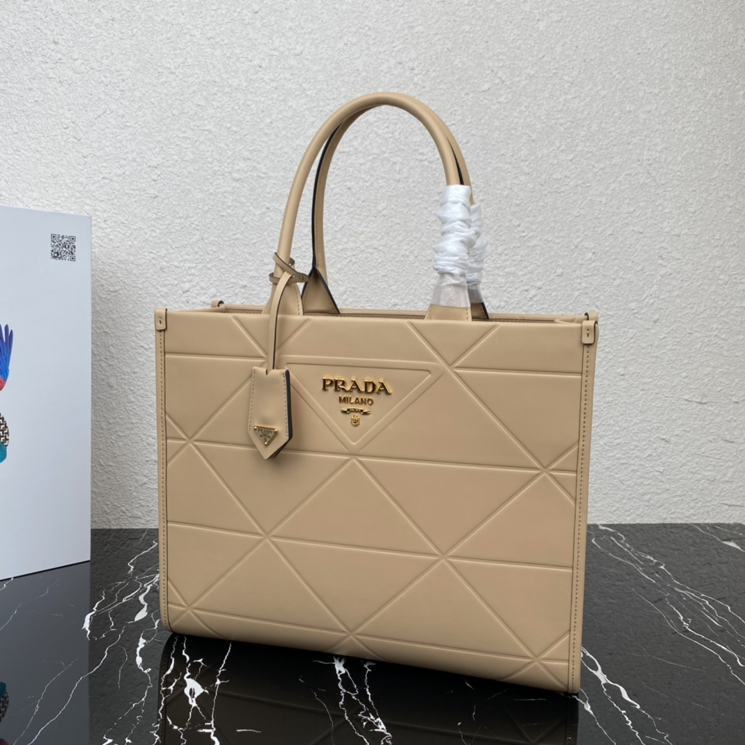 Pra*a medium leather Pra*a symbole bag with topstitching