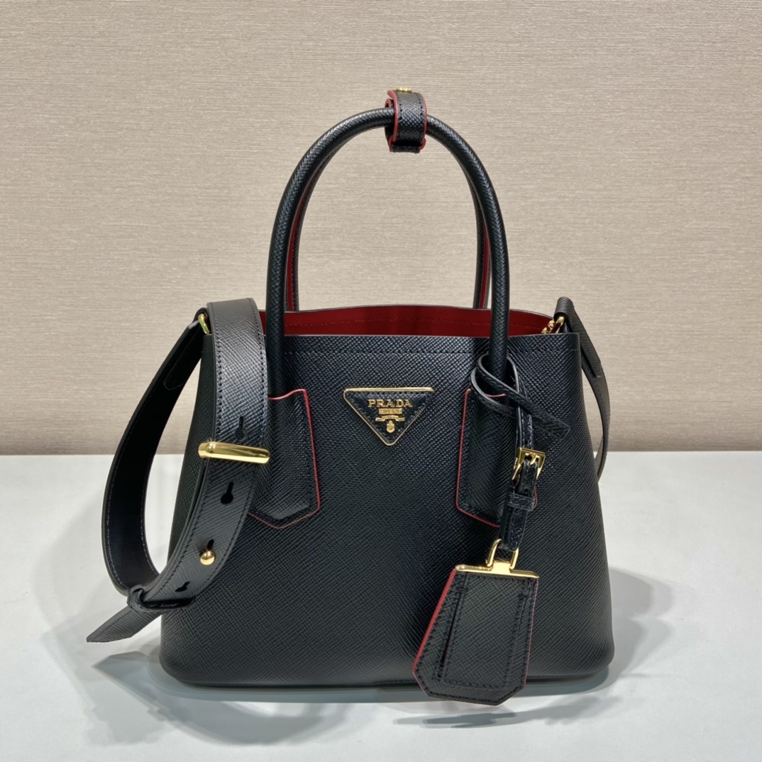 Pra*a double saffiano leather mini bag