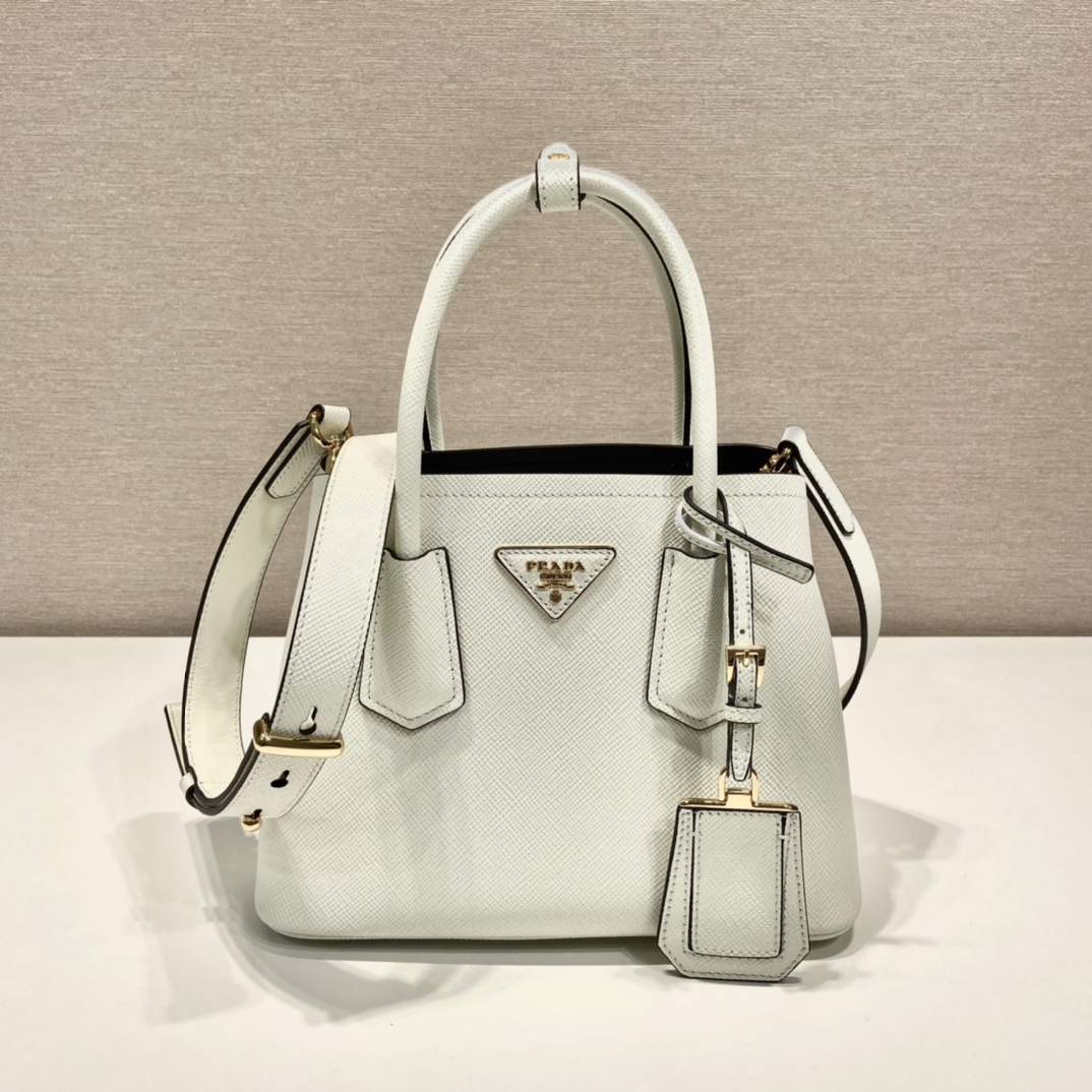 Pra*a double saffiano leather mini bag