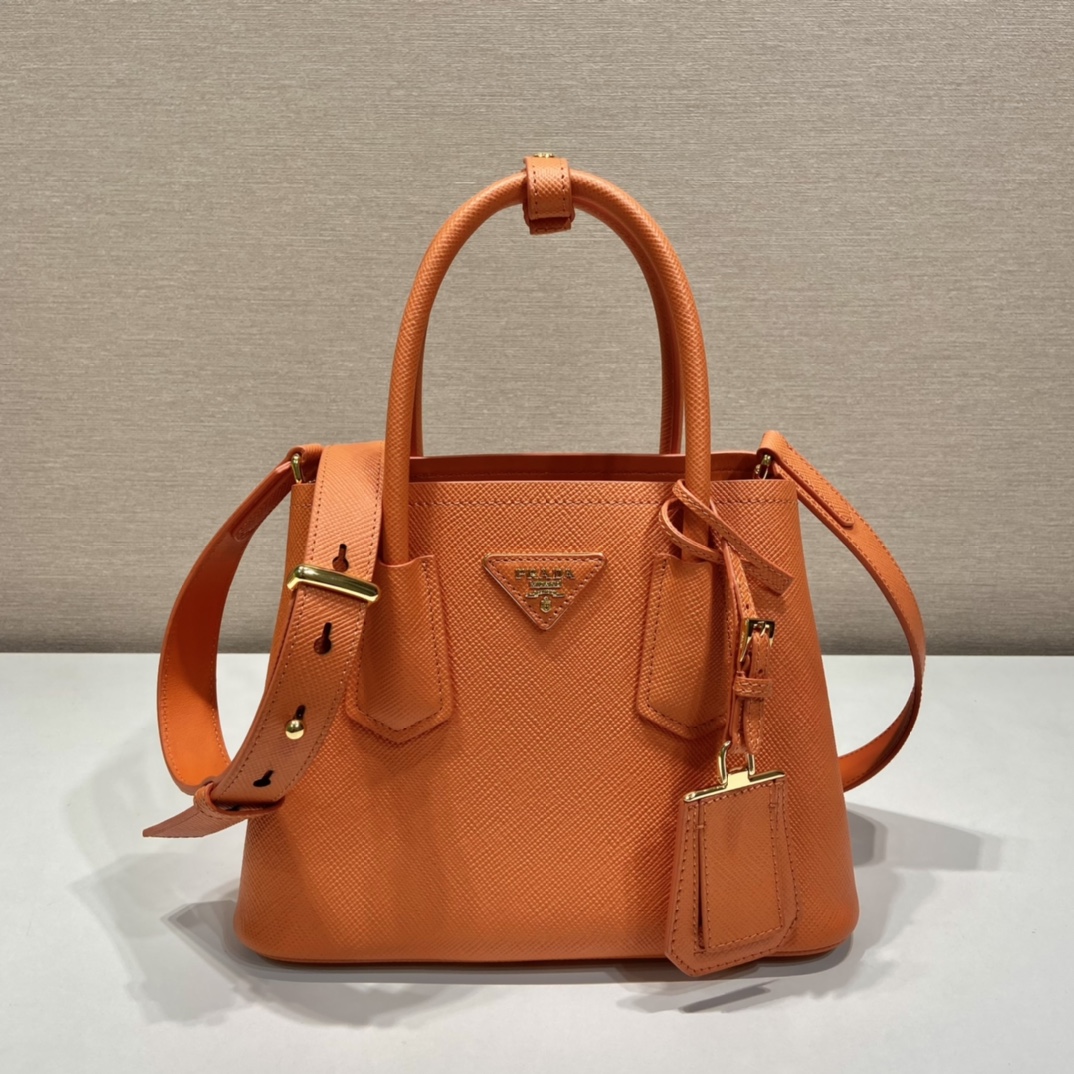 Pra*a double saffiano leather mini bag