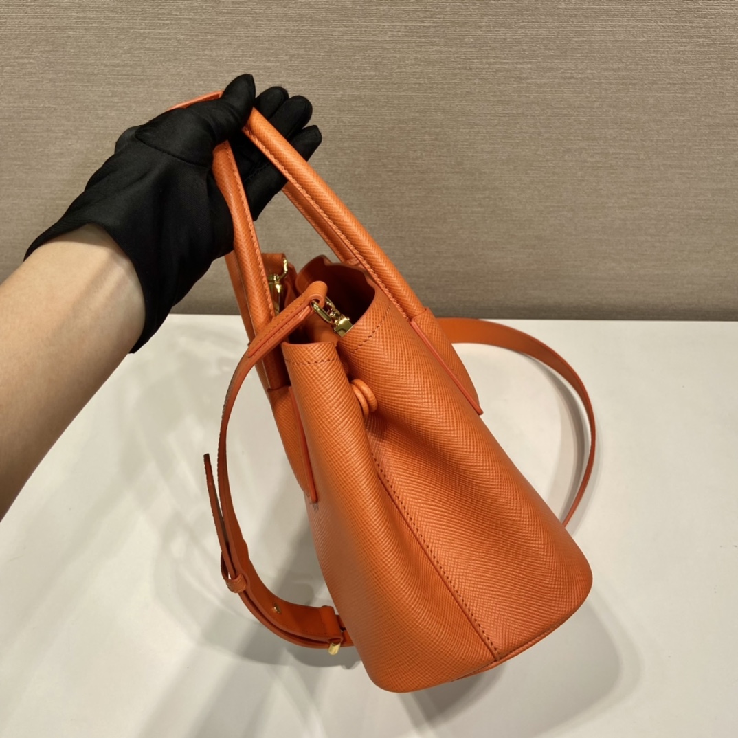 Pra*a double saffiano leather mini bag