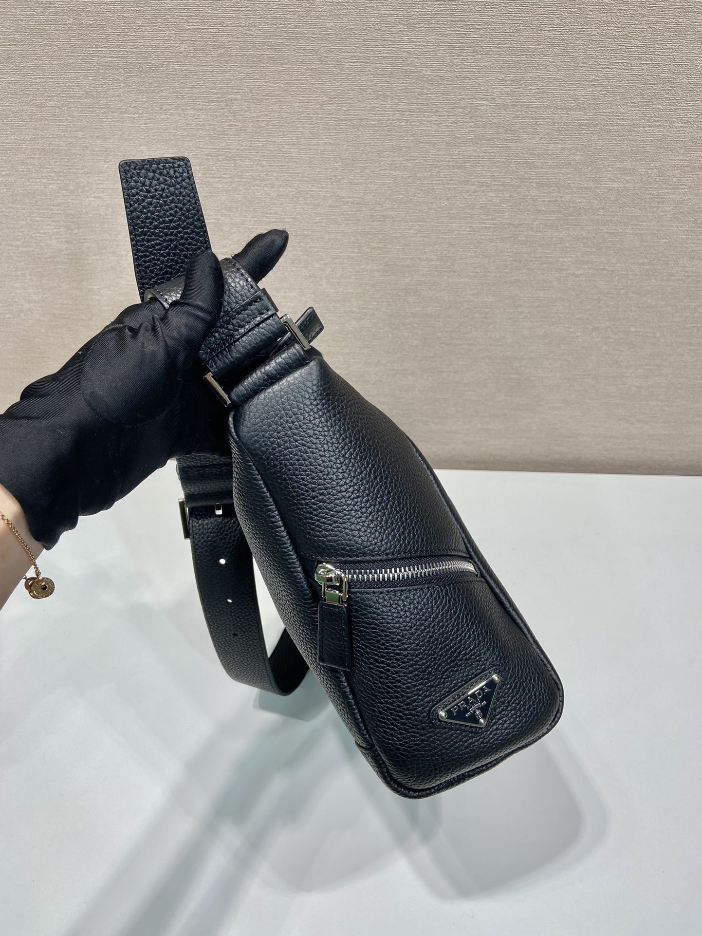 Pra*a leather bag with shoulder strap